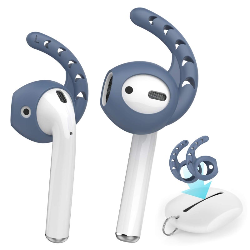 AhaStyle 3 Pairs AirPods Ear Hooks Cover Silicone Accessories Compatible with Apple AirPods and EarPods Headphones(Navy Blue) - Image 1
